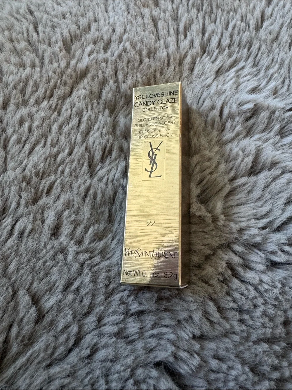NIB YSL Holiday Love Shine Candy Glaze Lipstick 22 Shimmer Rose Limited Gold